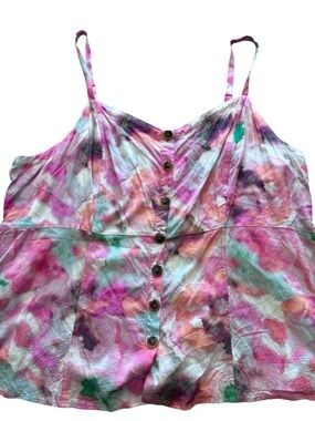 Torrid Abstract Print Tank Top Size 4 (26) Button Front Flowy Plus Size Blouse